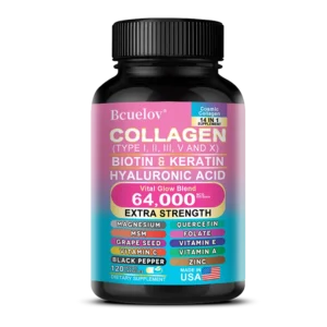 Collagen Peptides Types I, II, III, V & X, Biotin Keratin Hyaluronic Acid MSM Vitamins - Skin, Nails & Joint Health, Anti-Aging