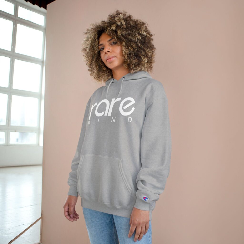 Rare Mind Hoodie — Minimalist Grey Champion-Style Pullover